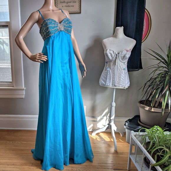 NWT Vintage Y2K Dave & Johnny Prom Gown Beaded Sequin Mermaid Maxi Dress Size 15 - Picture 5 of 8